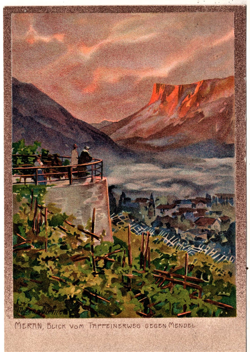 Cartolina antica Meran blickvom Tappainerweg