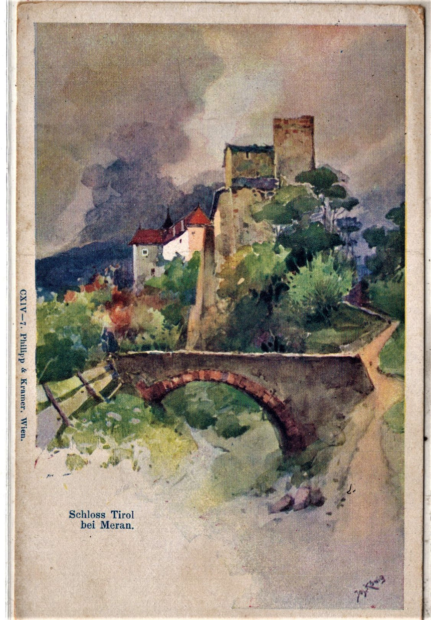 Cartolina antica Merano schloss Tirol bei Meran