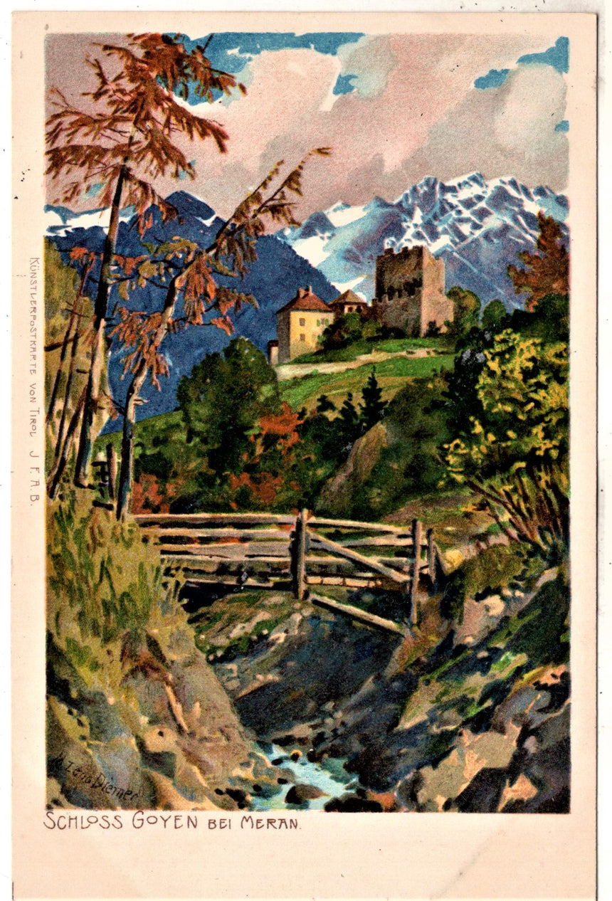 Cartolina antica Merano schloss Goyen bei Meran Sudtirol dis Zeno Diemer