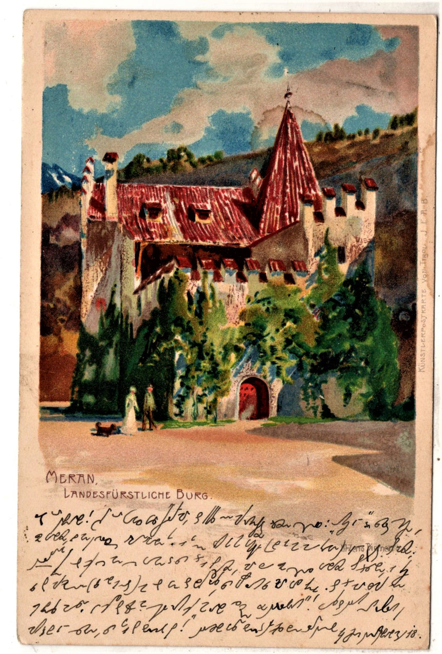 Cartolina antica Merano Meran Landesfurstliche Burg