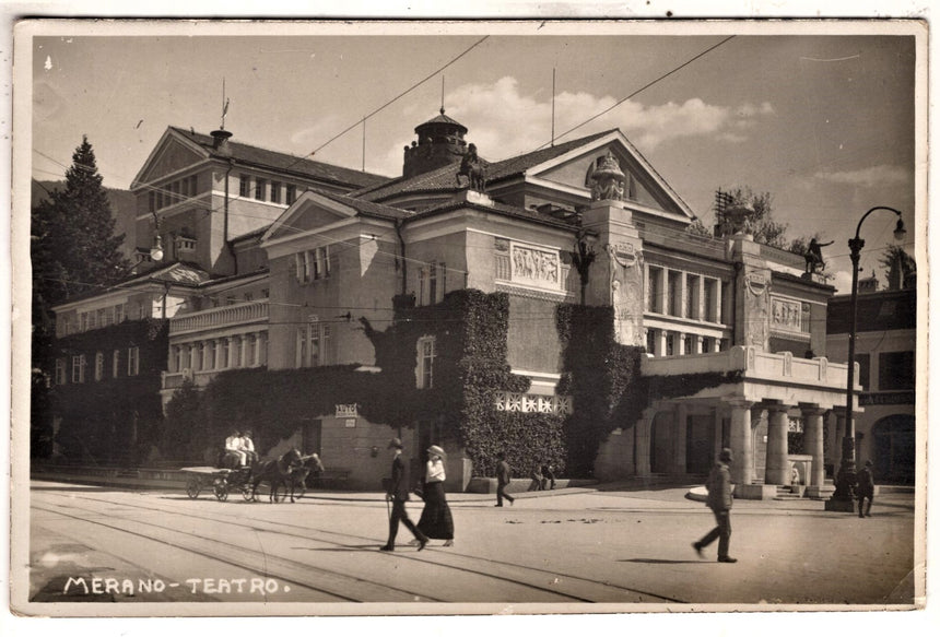 Cartolina antica Merano Teatro civico foto Wassermann