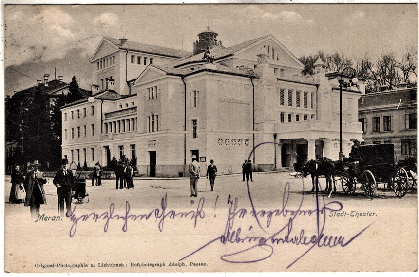 Cartolina antica Meran Stadt Theater