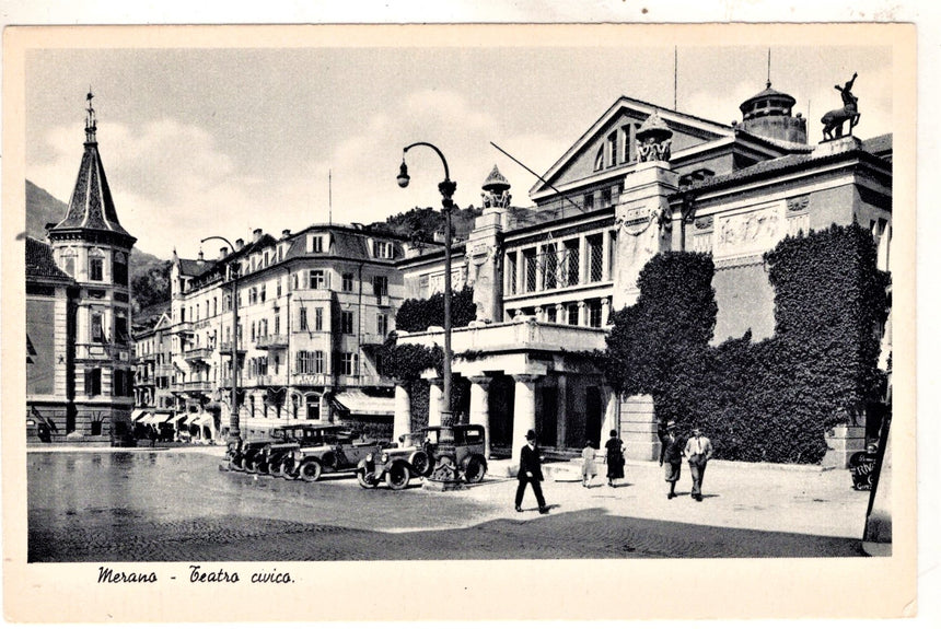 Cartolina antica Merano teatro Civico