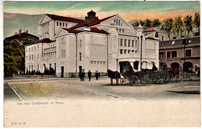 Cartolina antica Merano das neue Stadtheater zu Meran