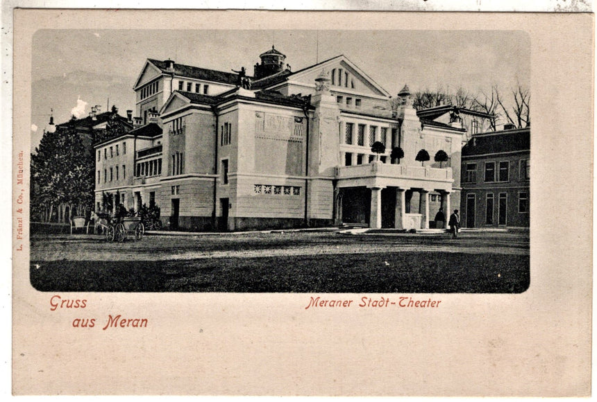 Cartolina antica Gruss aus Meran Meraner Stadt Theater