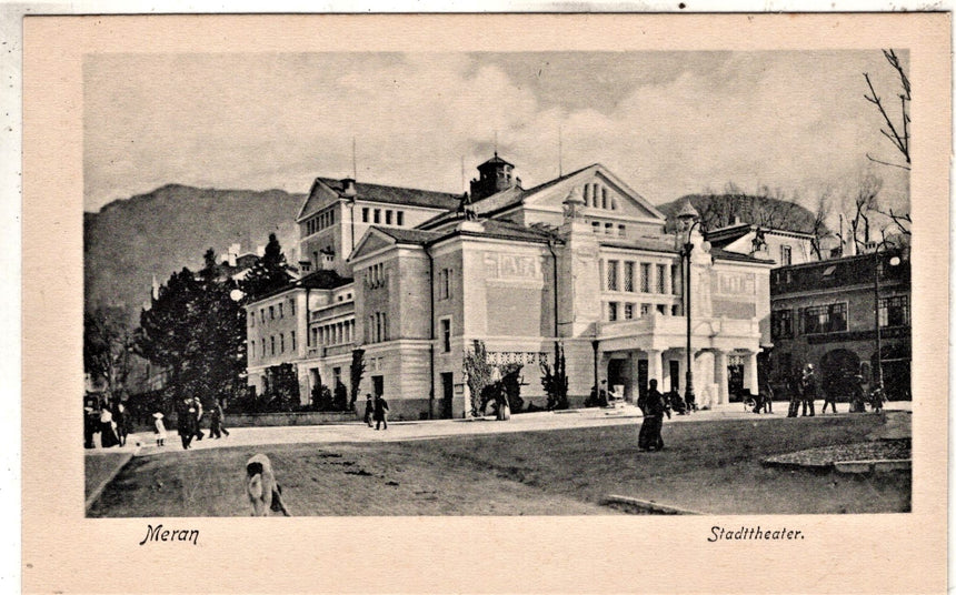 Cartolina antica Meran Stadttheater in Sud Tirol