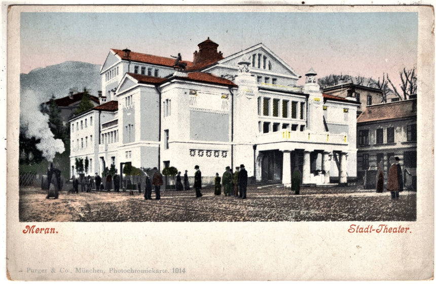 Cartolina antica Meran Stadt Theater