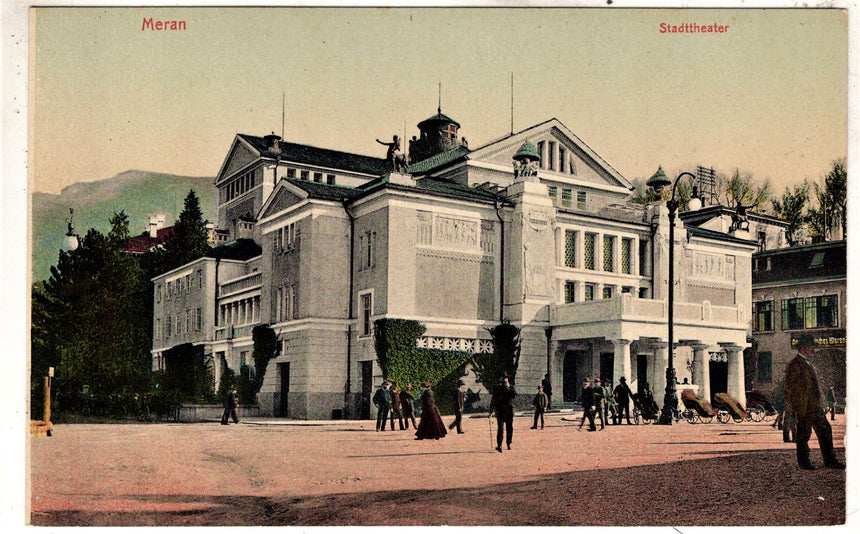 Cartolina antica Meran Stadttheater in Sud Tirol