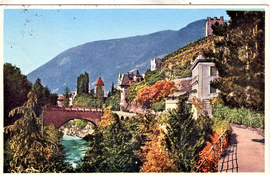 Cartolina antica Merano passeggiata Gilf