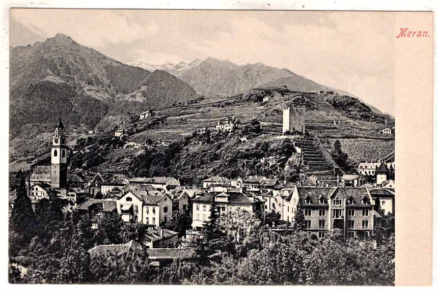 Cartolina antica Meran panorama