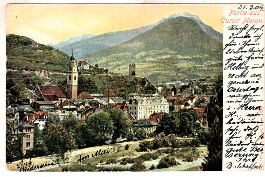 Cartolina antica Meran partie aus Curort Meran