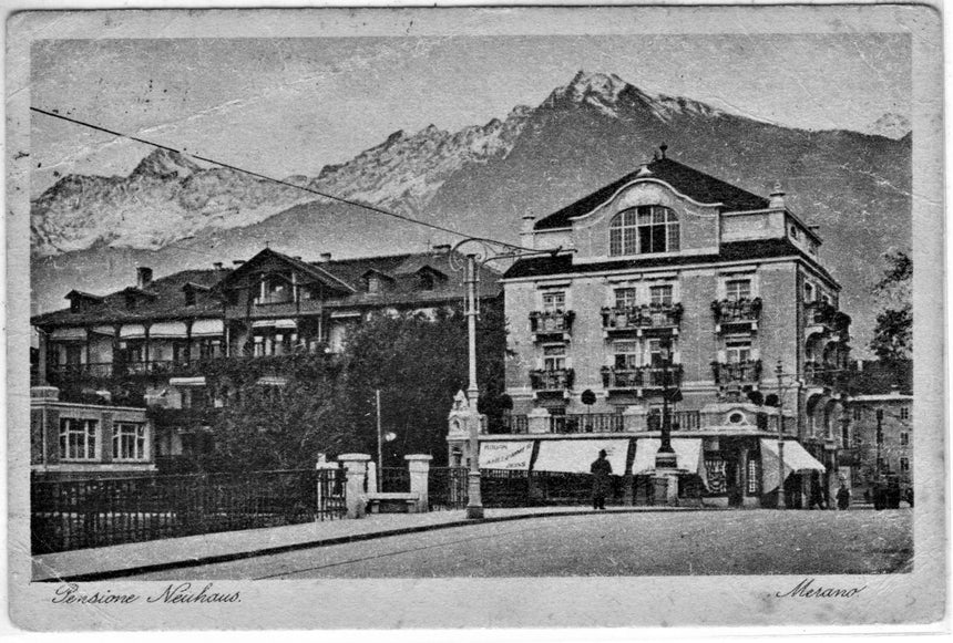 Cartolina antica Merano pension Neuhaus