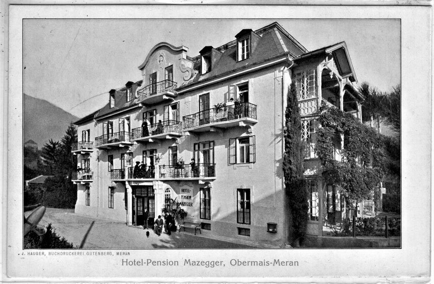Cartolina antica Merano Hotel Pension Mazegger Obermais