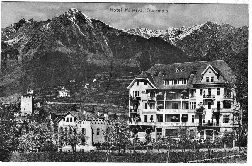 Cartolina antica Merano Hotel Minerva Obermais