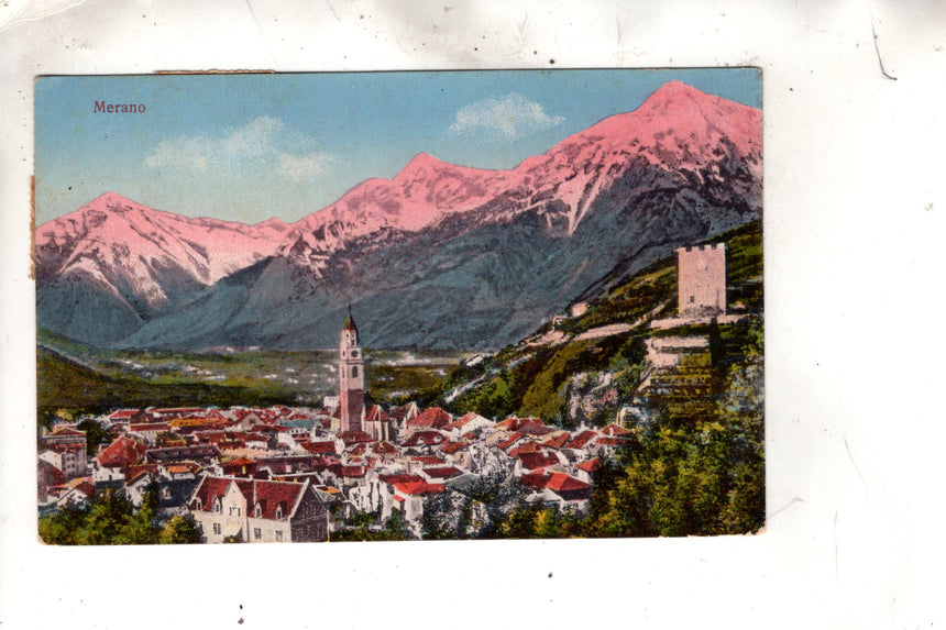 Cartolina antica Merano panorama Merano-Trento