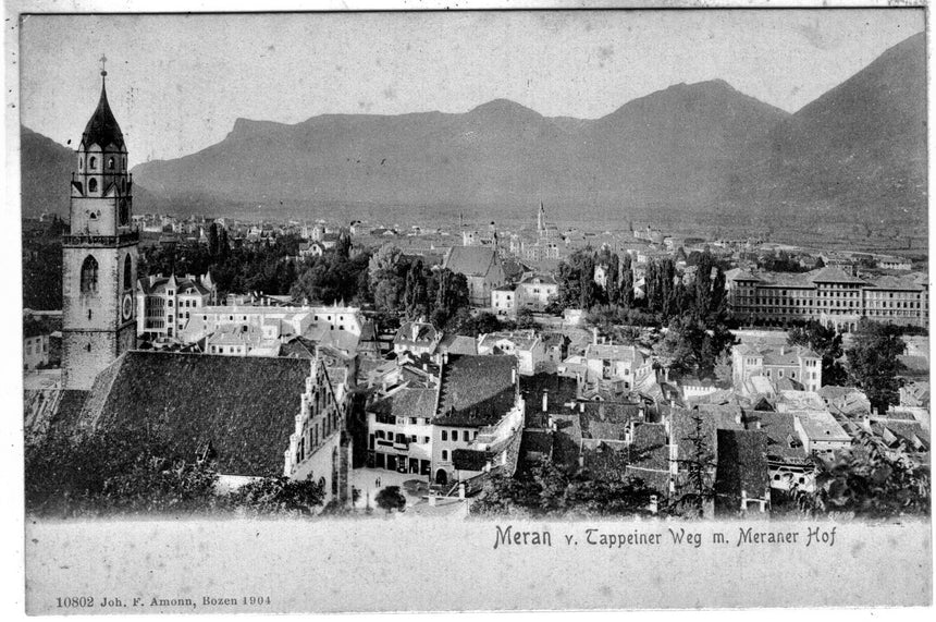 Cartolina antica Meran Tappeiner veg und Meraner Hof