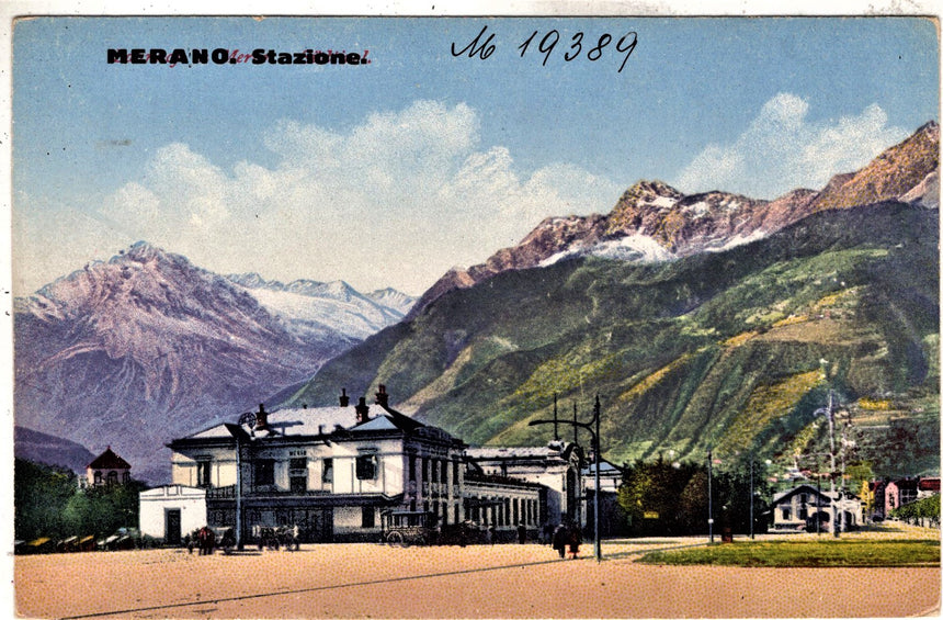 Cartolina antica Merano la stazione