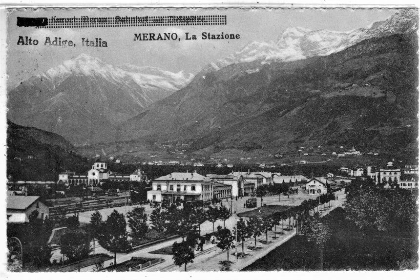 Cartolina antica Merano la stazione