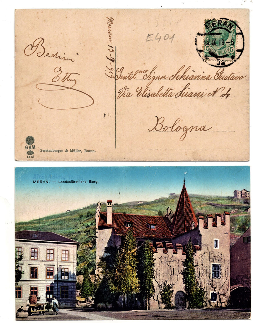 Cartolina antica Meran Landesfurstliche Burg