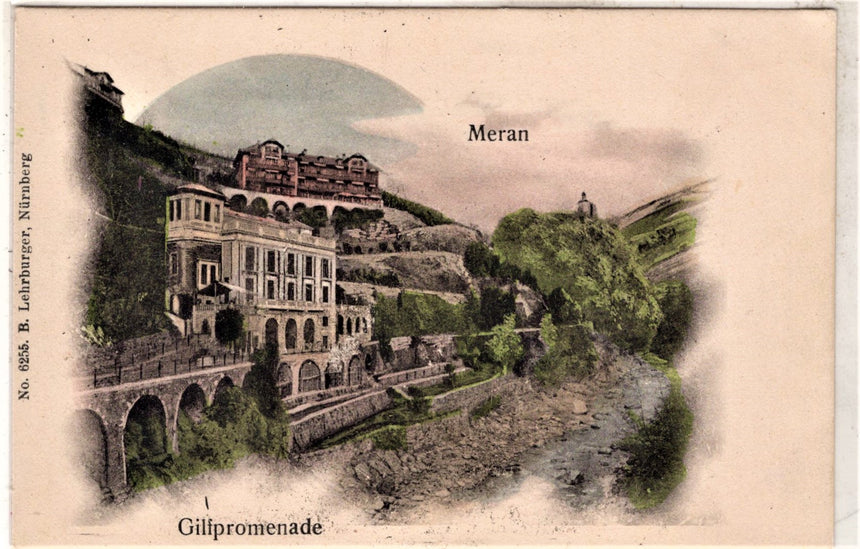 Cartolina antica Merano Gilfpromenade bei Meran