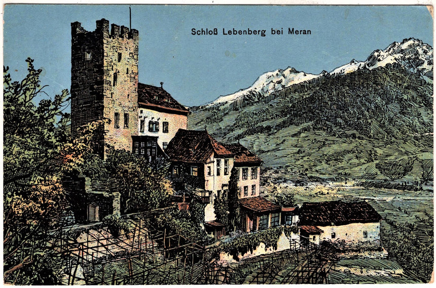 Cartolina antica Merano Schloss Lebenberg bei Meran