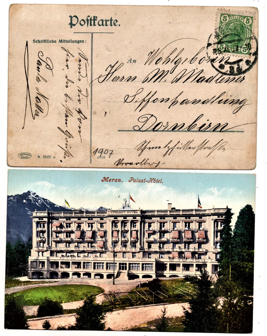 Cartolina antica Merano Palast Hotel