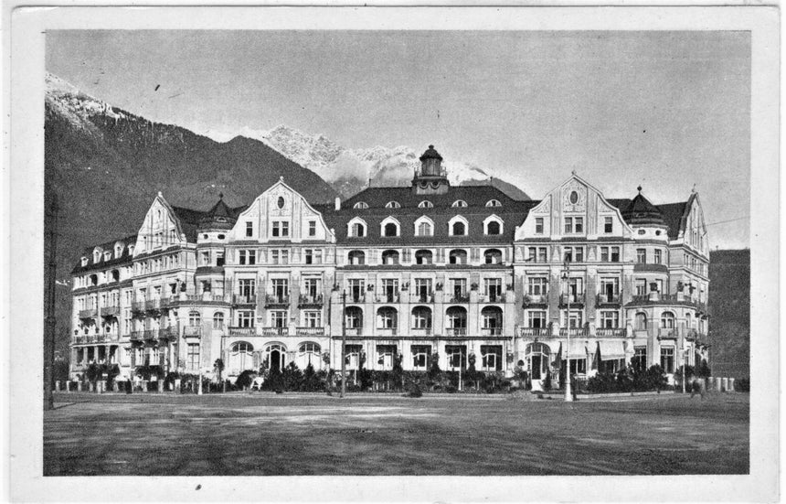 Cartolina antica Merano Hotel Frau Emma scritta viag. In busta