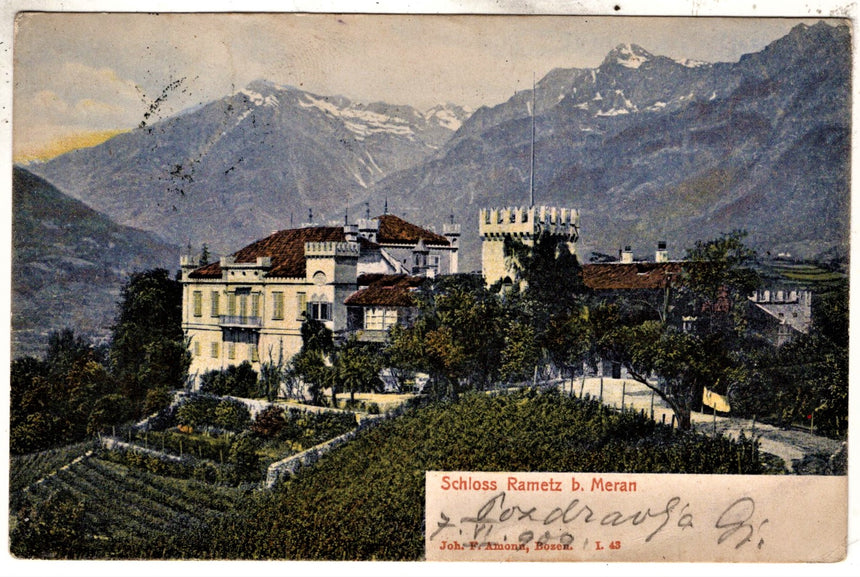 Cartolina antica Merano Schloss Rametz bei Meran