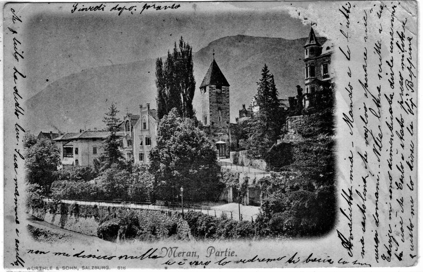 Cartolina antica Merano partie Meran