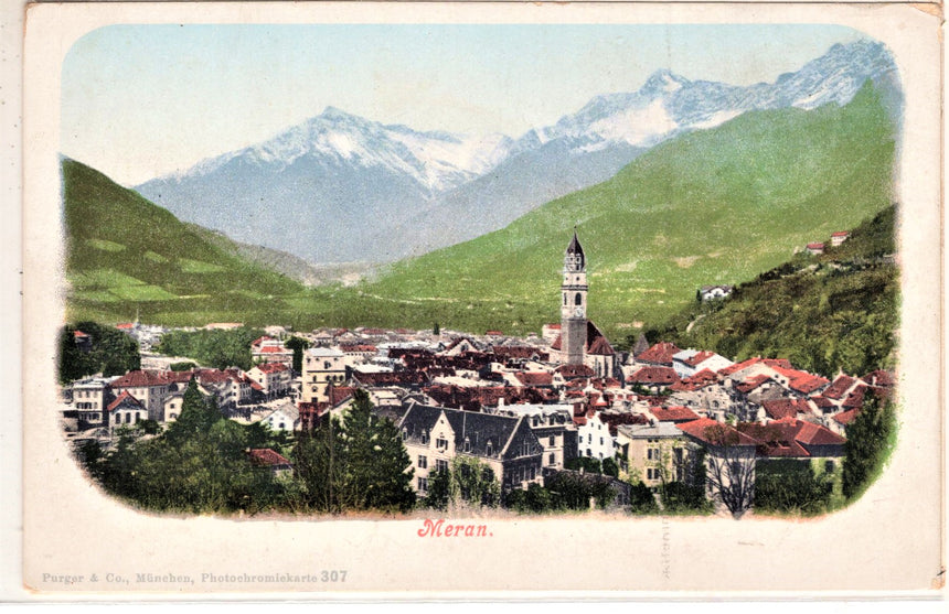Cartolina antica Merano Meran gegen Vintschgau