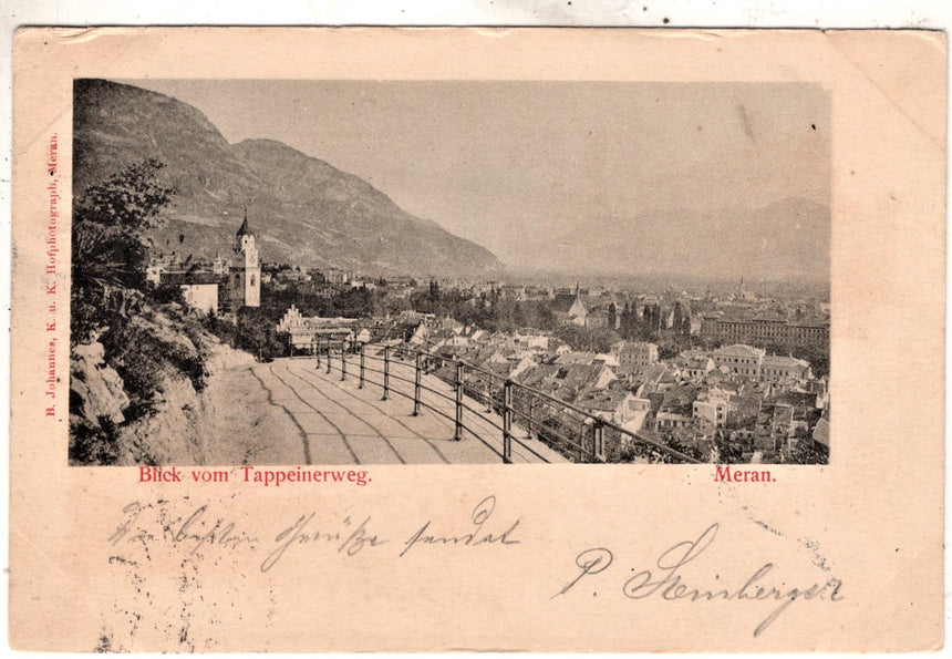 Cartolina antica Merano blick vom Tappainerweg