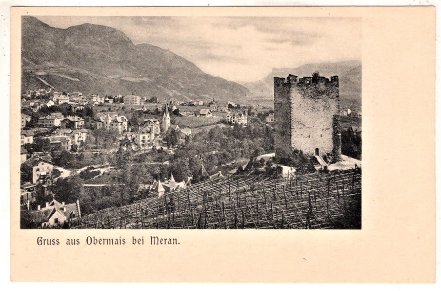 Cartolina antica Merano gruss aus Obermais bei Meran