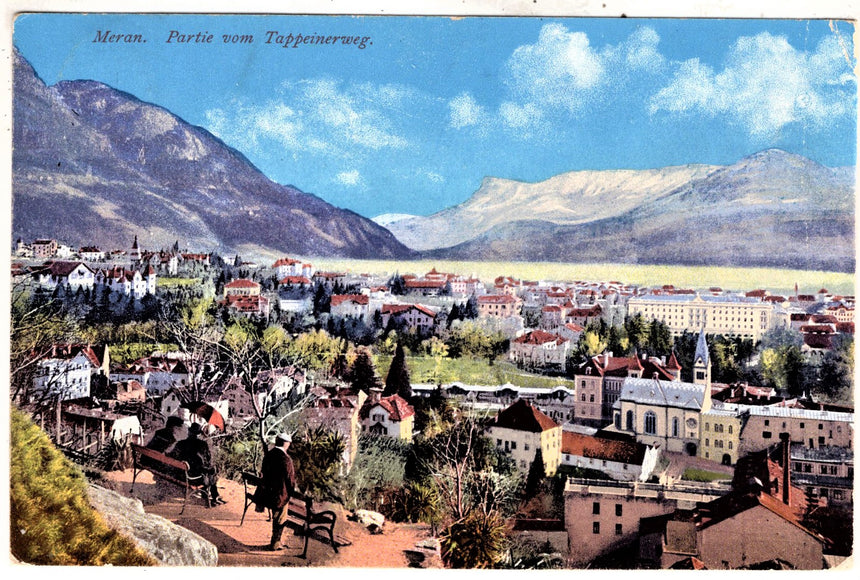 Cartolina antica Merano partie vom Tappeinerweg in Meran