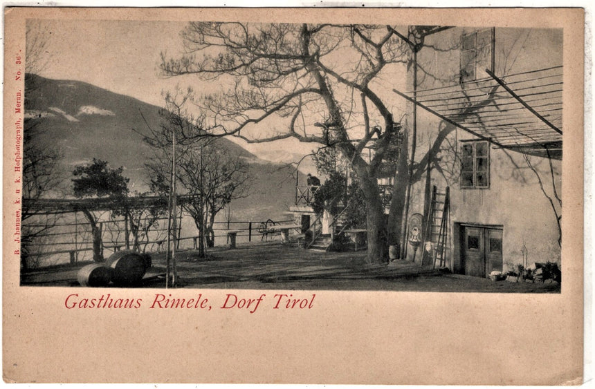 Cartolina antica Merano Gasthaus Rimele dorf Tirol