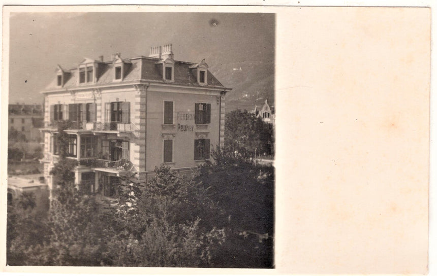 Cartolina antica Merano pension Peuher Meran