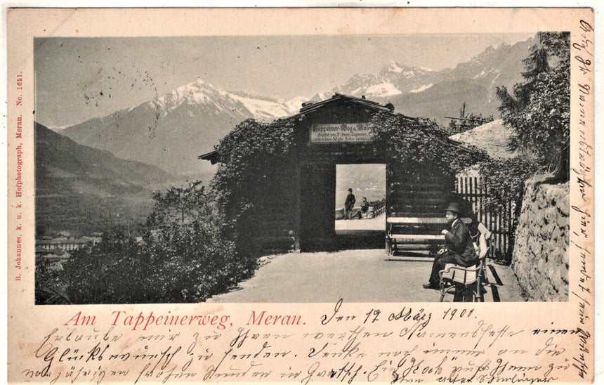Cartolina antica Merano am Tappainerweg in Meran