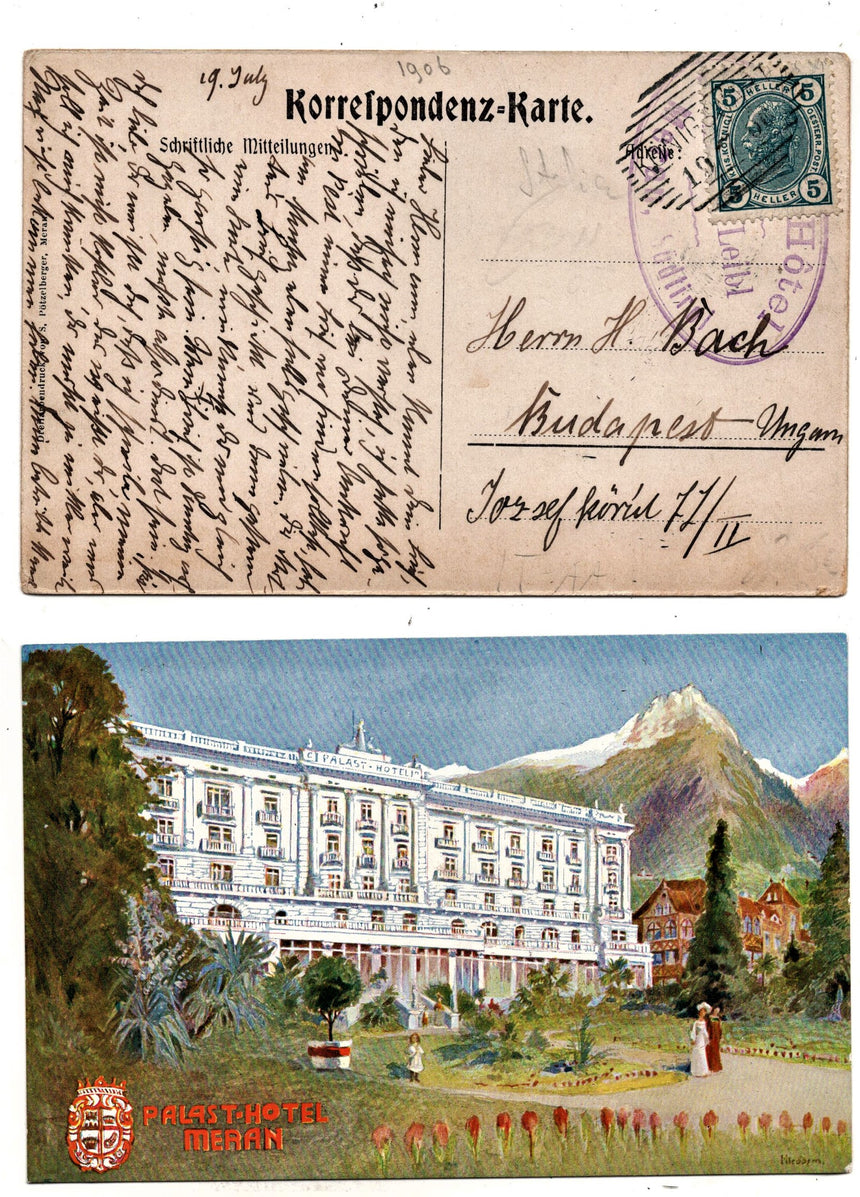 Cartolina antica Merano Palast Hotel Meran