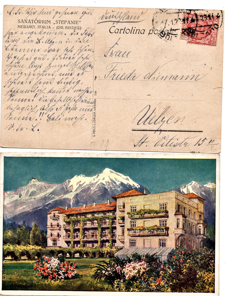 Cartolina antica Merano Sanatorium Stefanie
