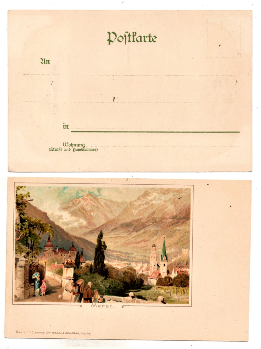 Cartolina antica Merano Meran paseggiata