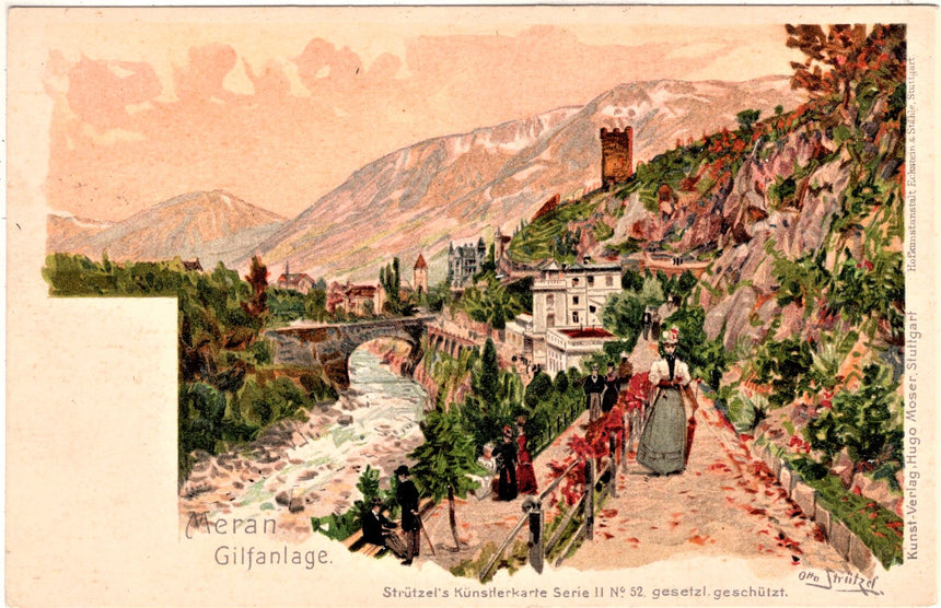 Cartolina antica Merano Meran Gilfanlage