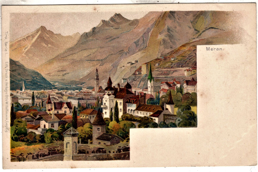 Cartolina antica Merano Meran panorama