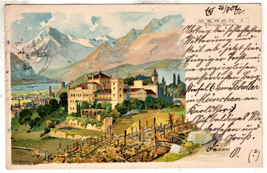 Cartolina antica Merano Schloss Rametz bei Meran