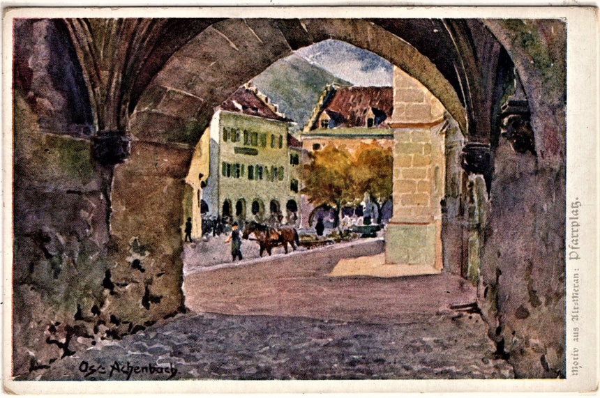 Cartolina antica Merano motiv aus alt Meran Pfarrplatz