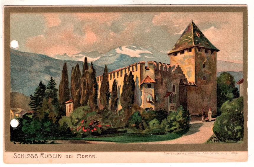Cartolina antica Merano Schloss Rubain bei Meran Zeno Diemer