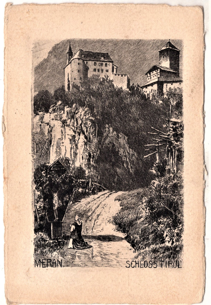 Cartolina antica Merano Schloss Tirol Meran