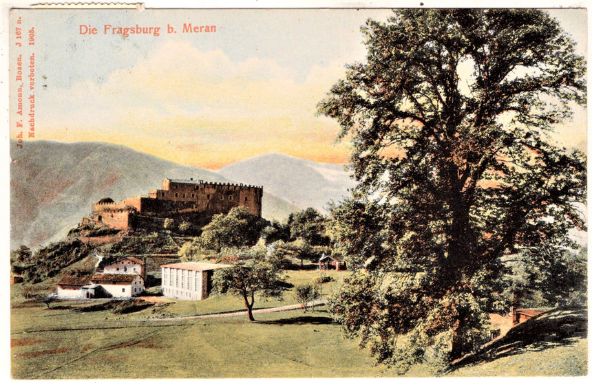 Cartolina antica Merano die Fragsburg bei Meran