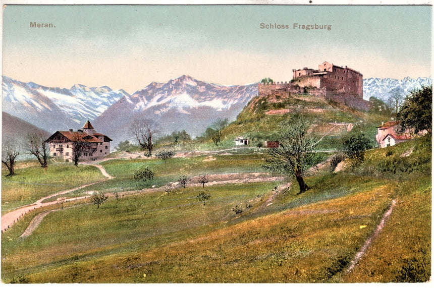 Cartolina antica Merano die Fragsburg bei Meran