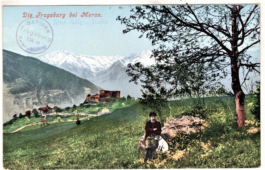 Cartolina antica Merano die Fragsburg bei Meran