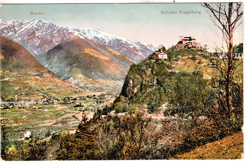 Cartolina antica Merano die Fragsburg bei Meran