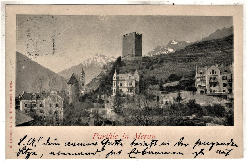Cartolina antica Merano Parthie in Meran